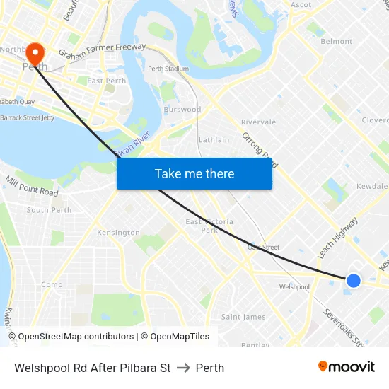 Welshpool Rd After Pilbara St to Perth map