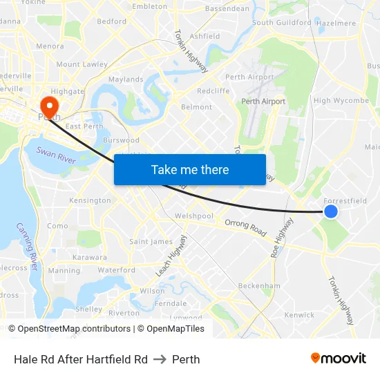 Hale Rd After Hartfield Rd to Perth map