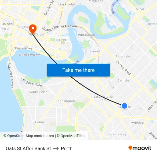 Oats St After Bank St to Perth map
