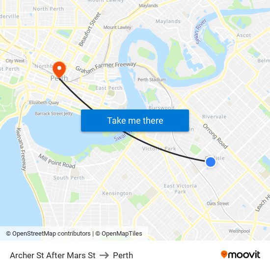 Archer St After Mars St to Perth map