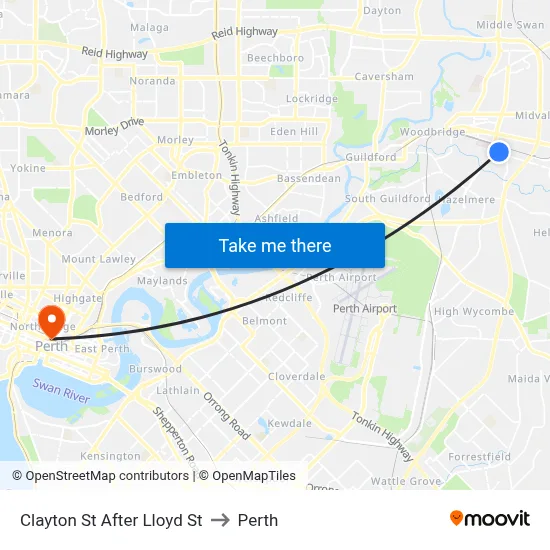 Clayton St After Lloyd St to Perth map