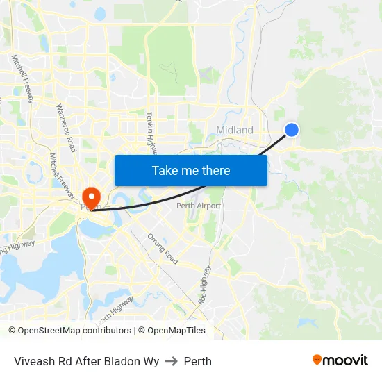 Viveash Rd After Bladon Wy to Perth map