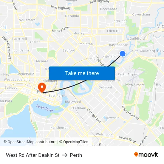 West Rd After Deakin St to Perth map
