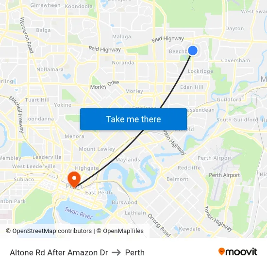 Altone Rd After Amazon Dr to Perth map