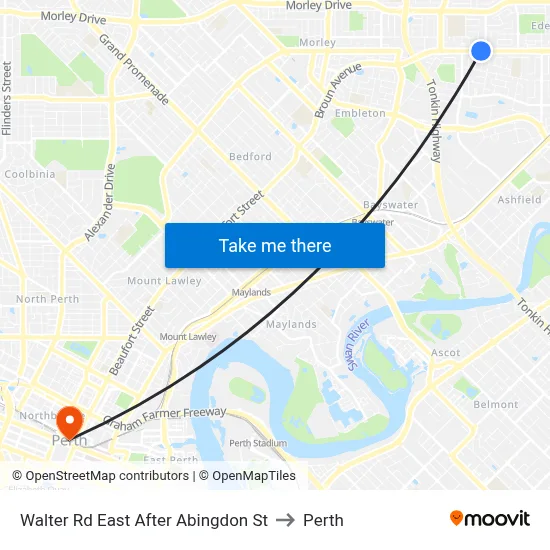 Walter Rd East After Abingdon St to Perth map