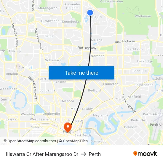 Illawarra Cr After Marangaroo Dr to Perth map