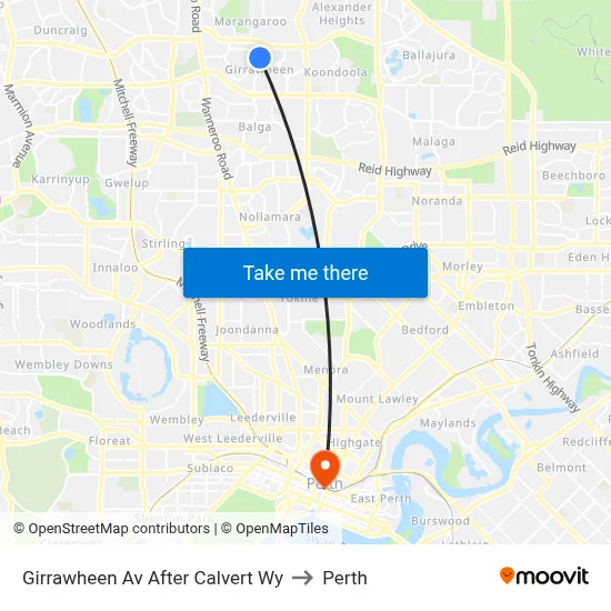 Girrawheen Av After Calvert Wy to Perth map