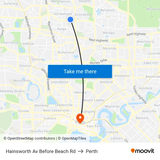 Hainsworth Av Before Beach Rd to Perth map
