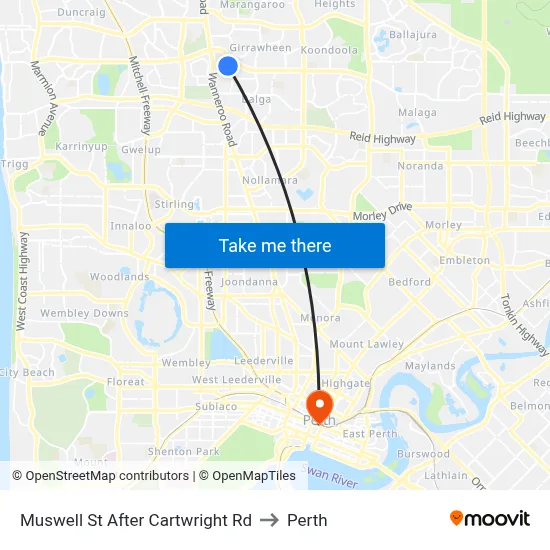 Muswell St After Cartwright Rd to Perth map