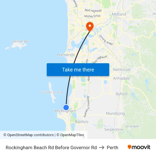 Rockingham Beach Rd Before Governor Rd to Perth map