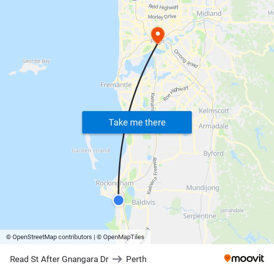 Read St After Gnangara Dr to Perth map