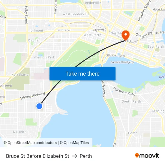 Bruce St Before Elizabeth St to Perth map