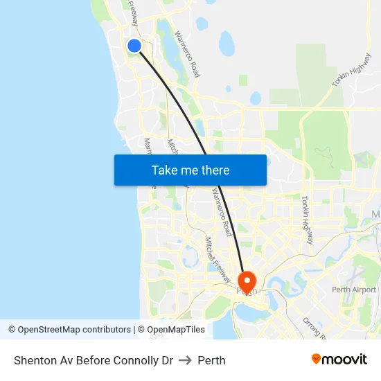 Shenton Av Before Connolly Dr to Perth map