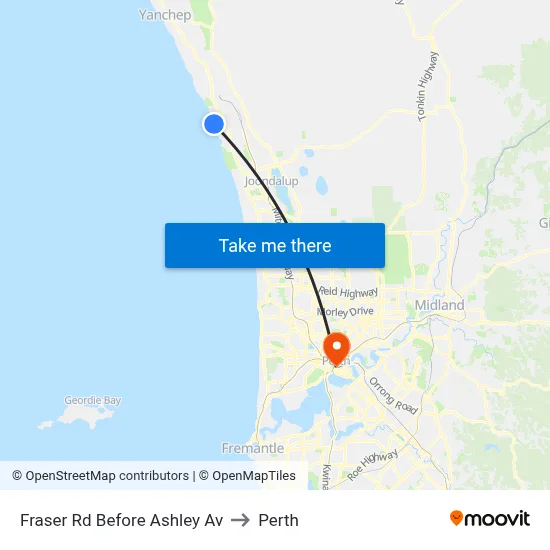 Fraser Rd Before Ashley Av to Perth map