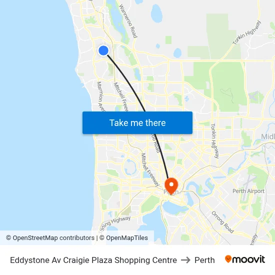 Eddystone Av Craigie Plaza Shopping Centre to Perth map
