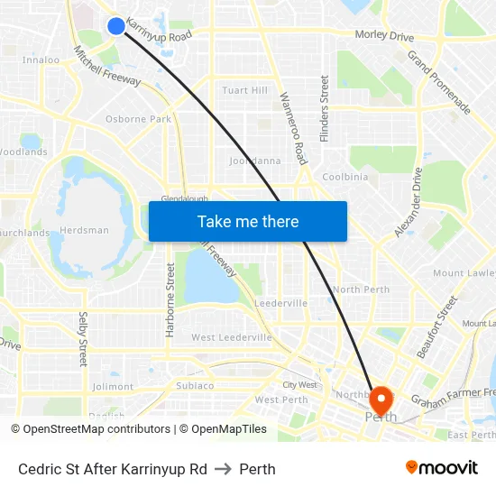 Cedric St After Karrinyup Rd to Perth map