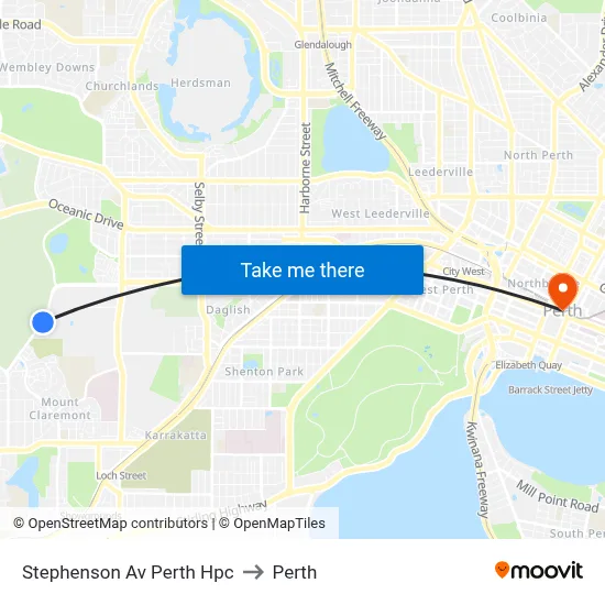 Stephenson Av Perth Hpc to Perth map