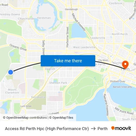 Access Rd Perth Hpc (High Performance Ctr) to Perth map