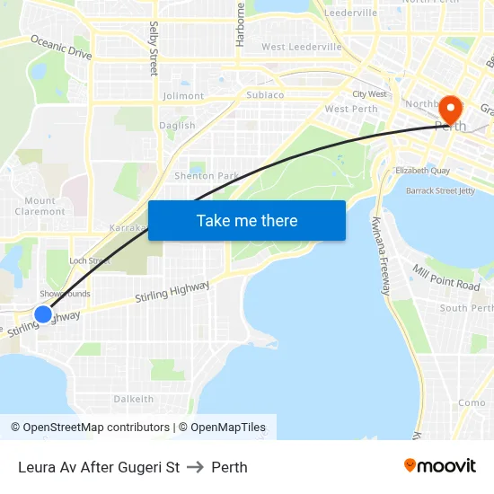 Leura Av After Gugeri St to Perth map