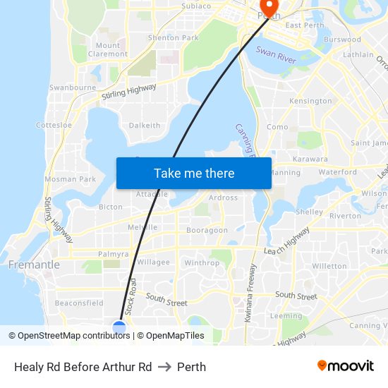 Healy Rd Before Arthur Rd to Perth map