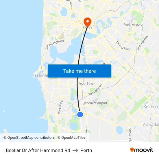 Beeliar Dr After Hammond Rd to Perth map