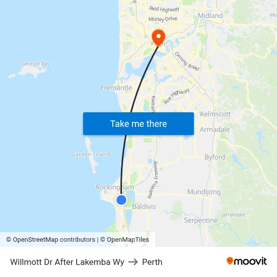 Willmott Dr After Lakemba Wy to Perth map