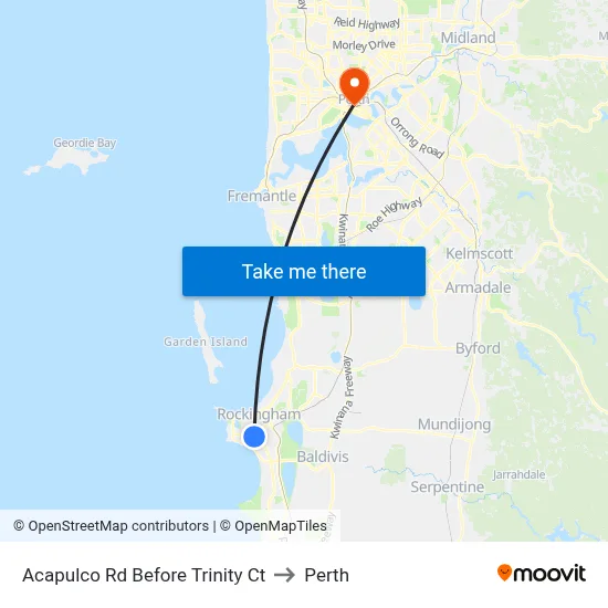 Acapulco Rd Before Trinity Ct to Perth map