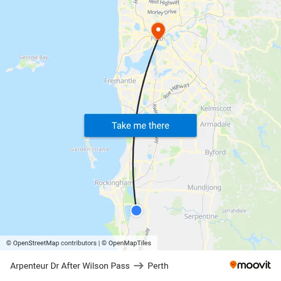 Arpenteur Dr After Wilson Pass to Perth map
