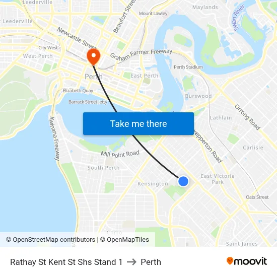 Rathay St Kent St Shs Stand 1 to Perth map