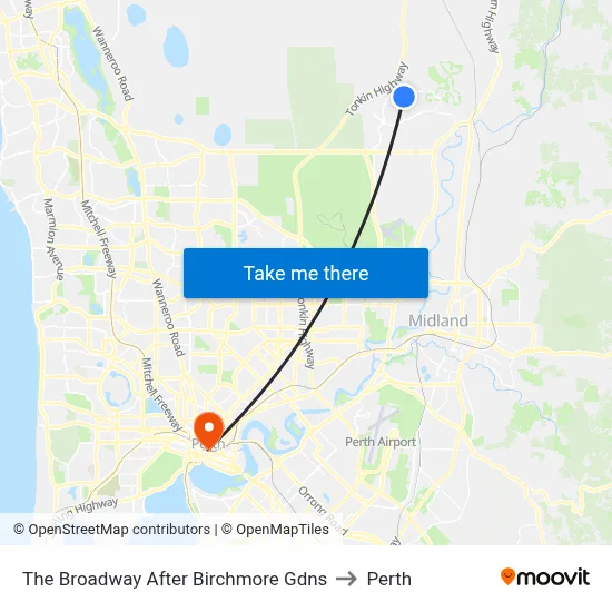 The Broadway   After Birchmore Gdns to Perth map