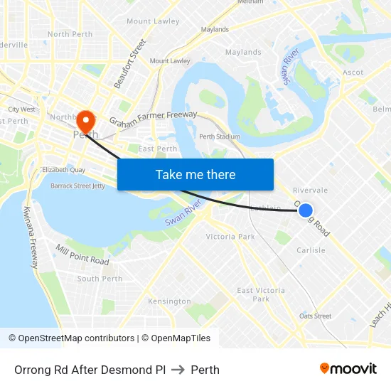 Orrong Rd After Desmond Pl to Perth map
