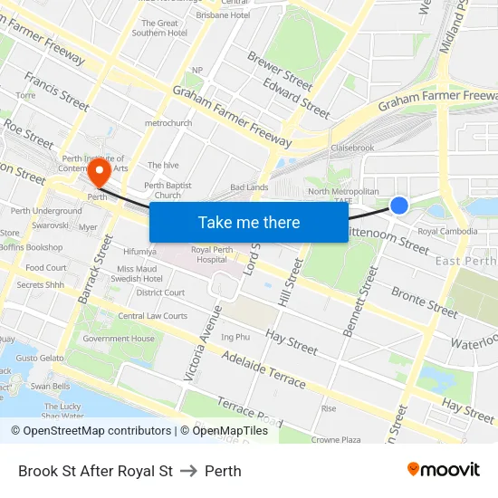 Brook St After Royal St to Perth map
