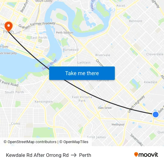 Kewdale Rd After Orrong Rd to Perth map