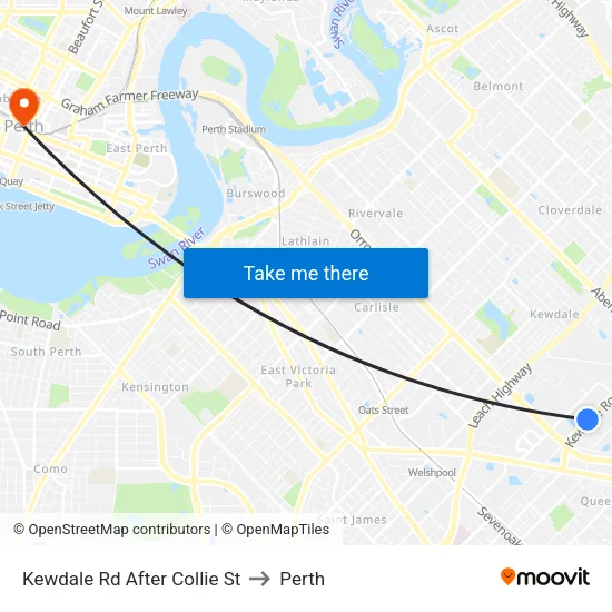 Kewdale Rd After Collie St to Perth map