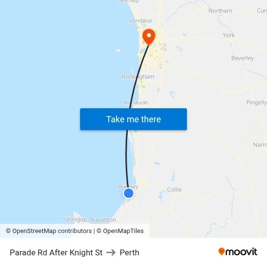 Parade Rd After Knight St to Perth map
