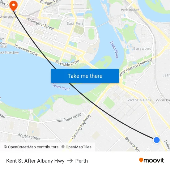 Kent St After Albany Hwy to Perth map