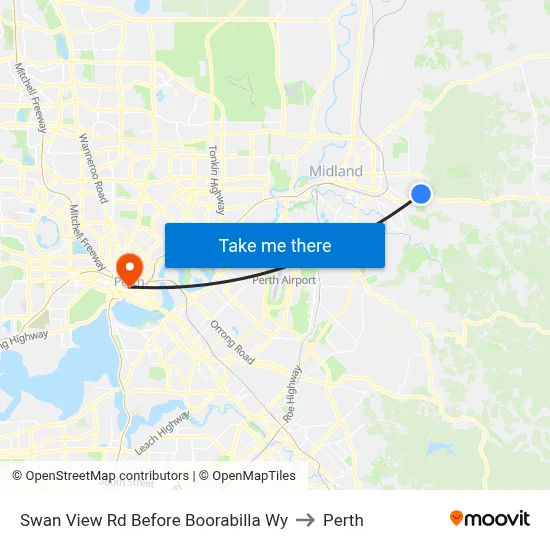 Swan View Rd Before Boorabilla Wy to Perth map