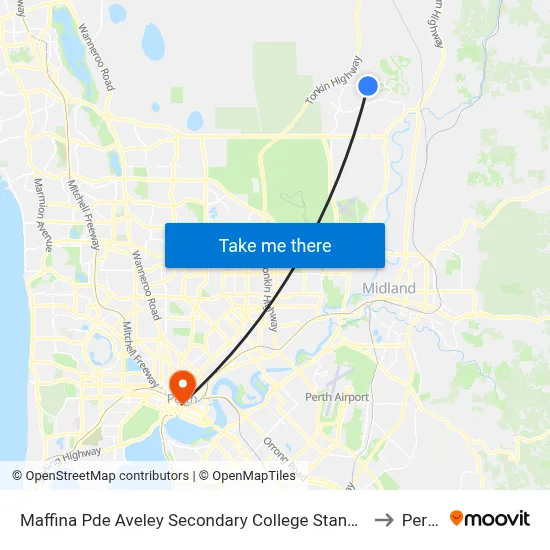 Maffina Pde Aveley Secondary College Stand 3 to Perth map