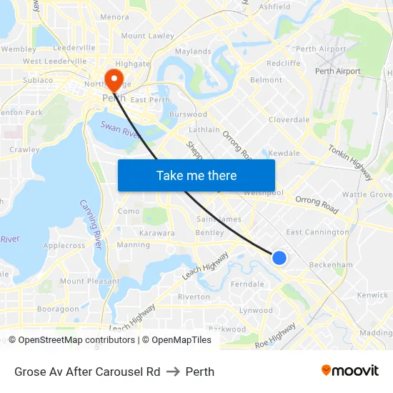 Grose Av After Carousel Rd to Perth map
