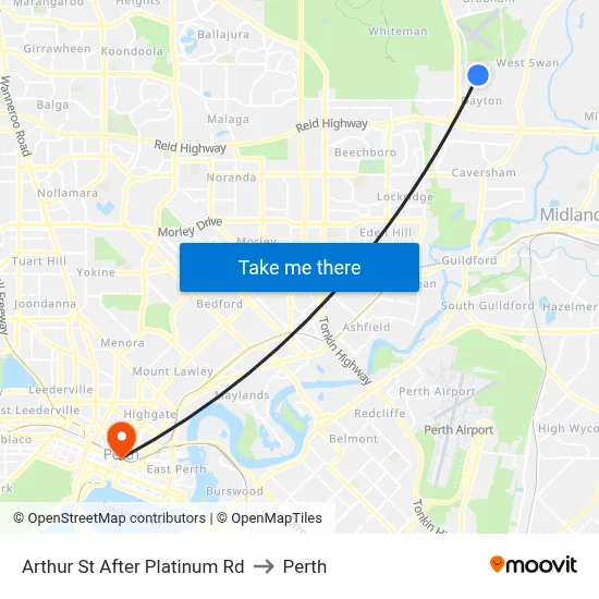 Arthur St After Platinum Rd to Perth map