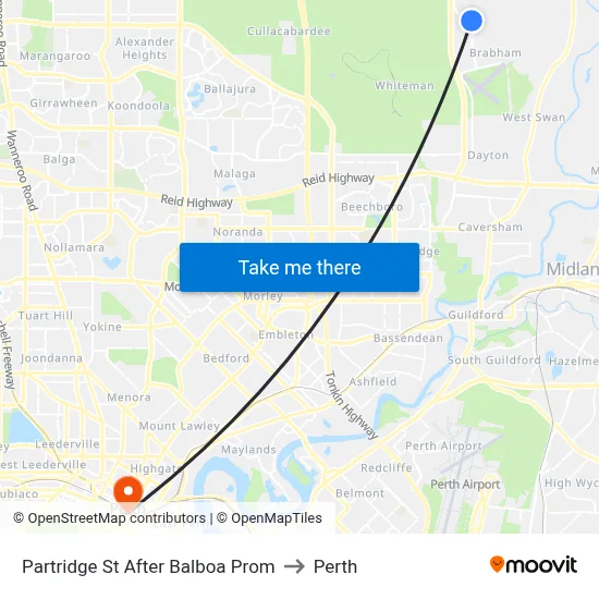 Partridge St After Balboa Prom to Perth map
