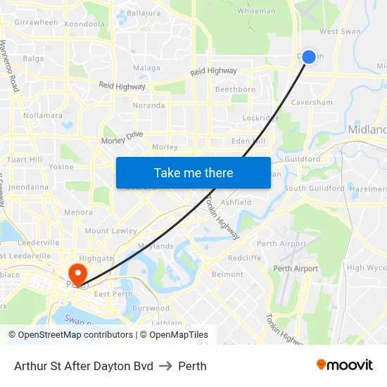 Arthur St After Dayton Bvd to Perth map