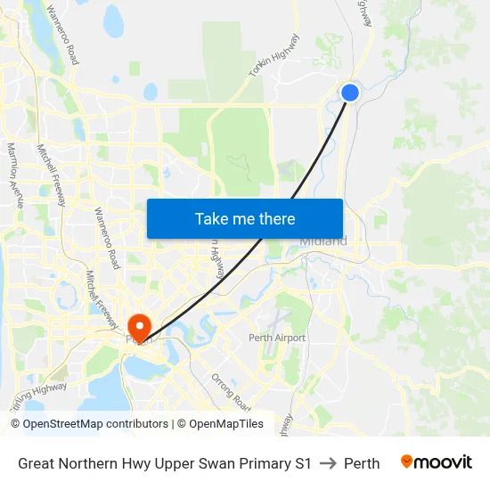 Great Northern Hwy Upper Swan Primary S1 to Perth map