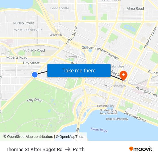 Thomas St After Bagot Rd to Perth map