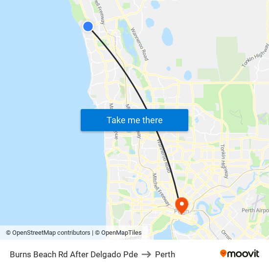 Burns Beach Rd After Delgado Pde to Perth map