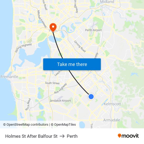 Holmes St After Balfour St to Perth map