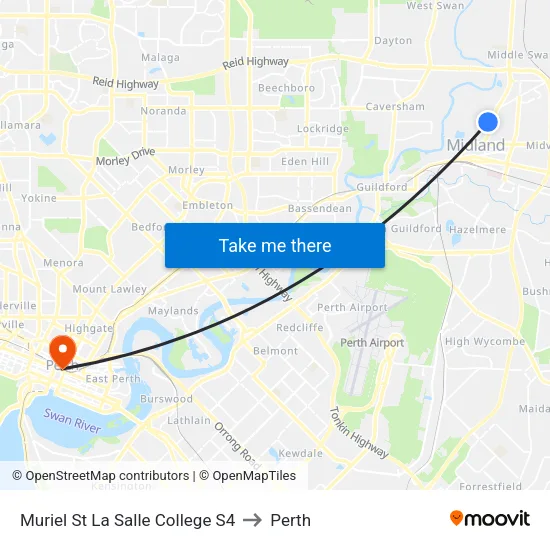 Muriel St La Salle College S4 to Perth map