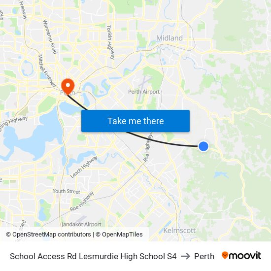 School Access Rd Lesmurdie High School S4 to Perth map