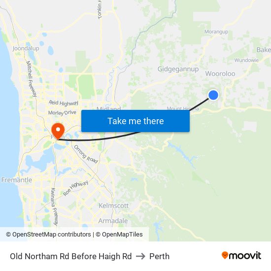 Old Northam Rd Before Haigh Rd to Perth map