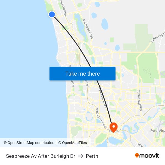 Seabreeze Av After Burleigh Dr to Perth map